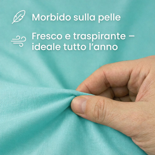 JUEGO DE SÁBANAS SÁBANAS FUERTES color liso VERDE ALGODÓN puro Hecho en Italia