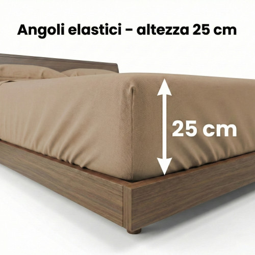 Set de Draps de Lit en Coton en couleur unie noisette STRONG fabriqué en Italie