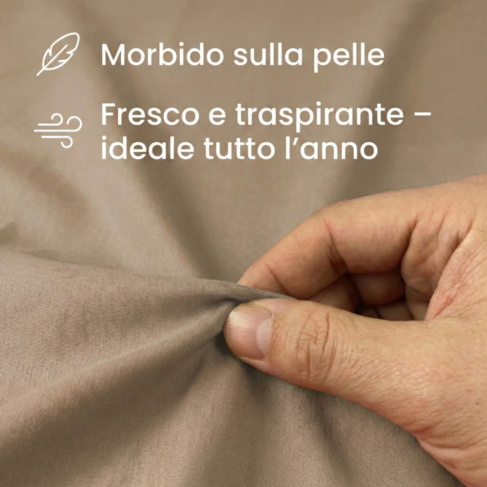 Set de Draps de Lit en Coton en couleur unie noisette STRONG fabriqué en Italie