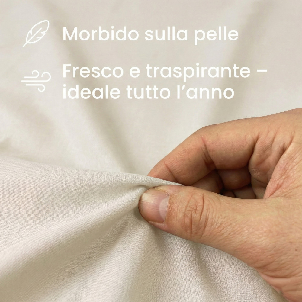 JUEGO DE SÁBANAS SÁBANAS FUERTES color liso CREMA ALGODÓN puro Hecho en Italia