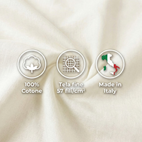 SHEET SET STRONG SHEETS solid color CREAM pure COTTON Made in Italy