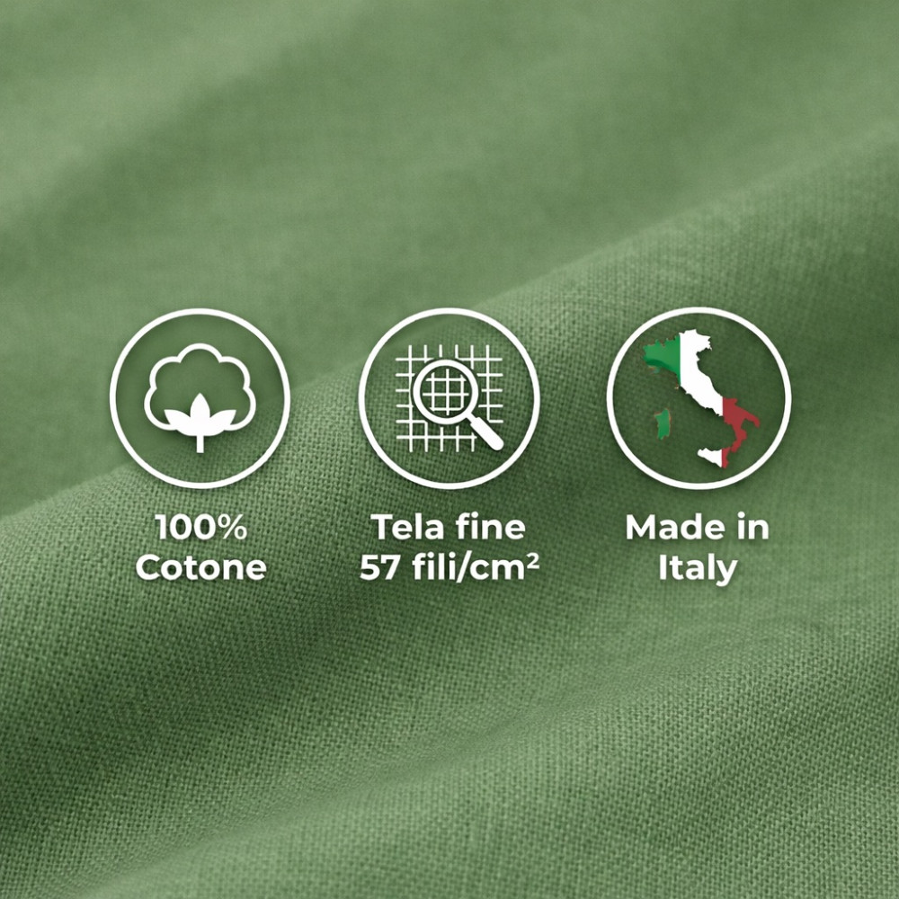 COMPLETO lenzuolo STRONG LENZUOLA tinta unita VERDE PRATERIA puro COTONE Made in Italy