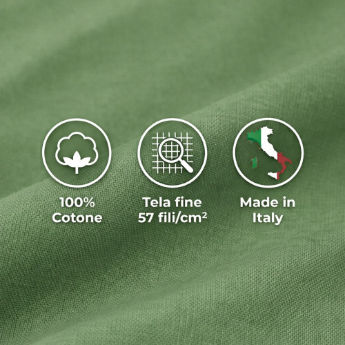 LAKEN-SET STRONG SHEETS uni PRAIRIE GRÜN REINE BAUMWOLLE Made in Italy