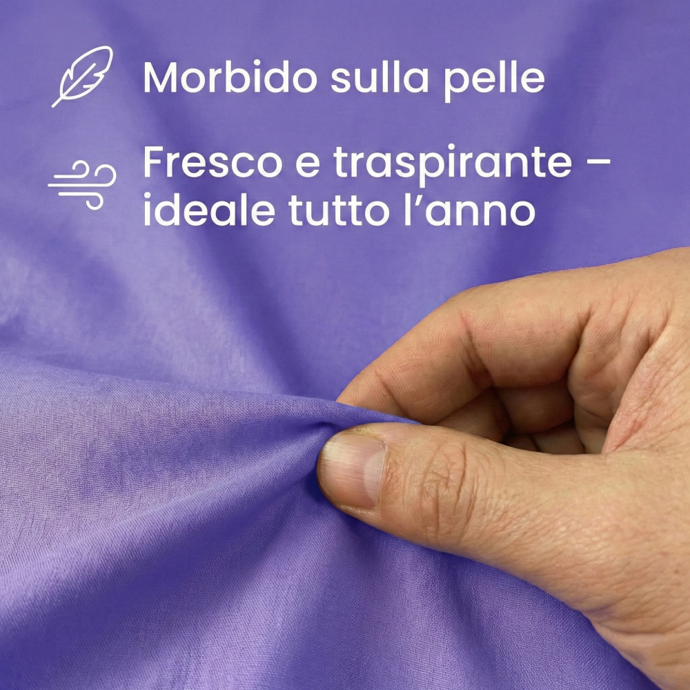 Set de Draps de Lit en Coton en couleur unie lilas STRONG fabriqué en Italie