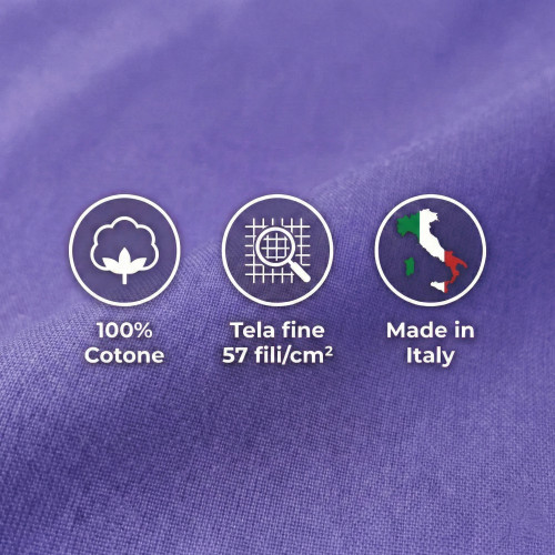 Set de Draps de Lit en Coton en couleur unie lilas STRONG fabriqué en Italie