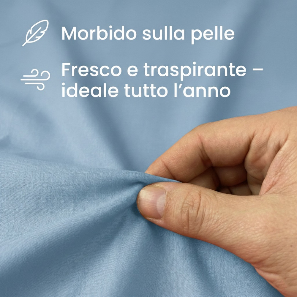 STRONG SHEETS sheet set solid color LIGHT BLUE pure COTTON Made in Italy