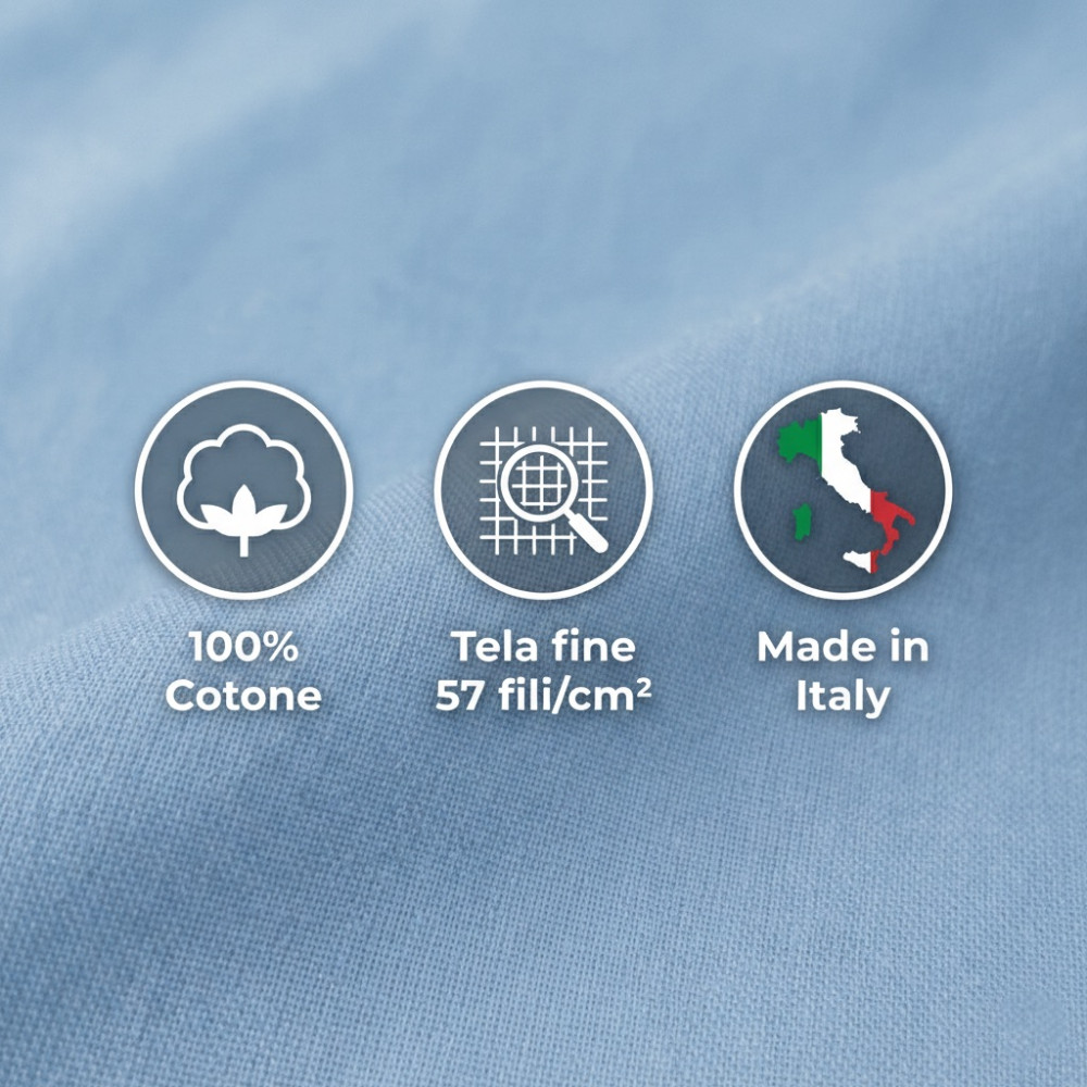 STRONG SHEETS sheet set solid color LIGHT BLUE pure COTTON Made in Italy