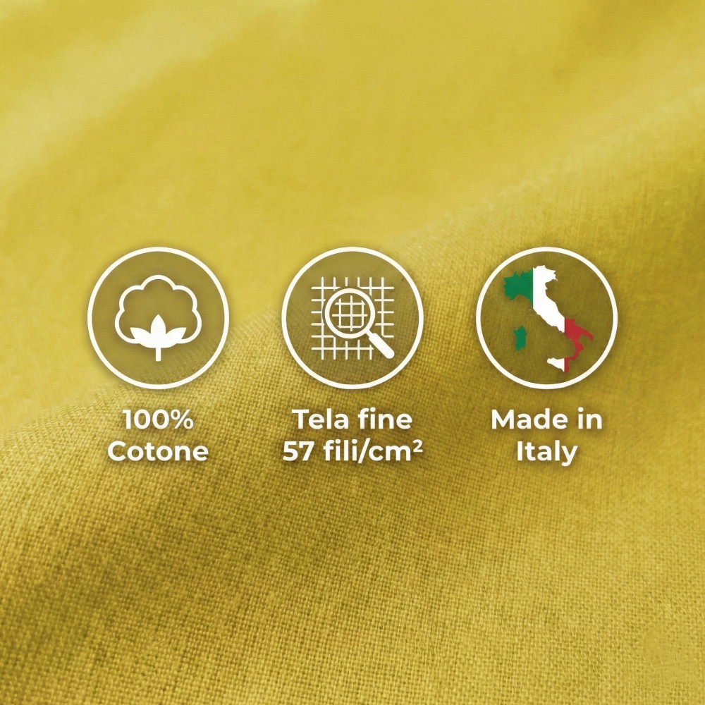 COMPLETO lenzuolo STRONG LENZUOLA tinta unita GIALLO puro COTONE Made in Italy
