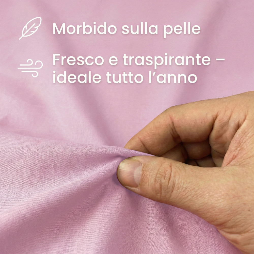 Set de Draps de Lit en Coton en couleur unie rose STRONG fabriqué en Italie
