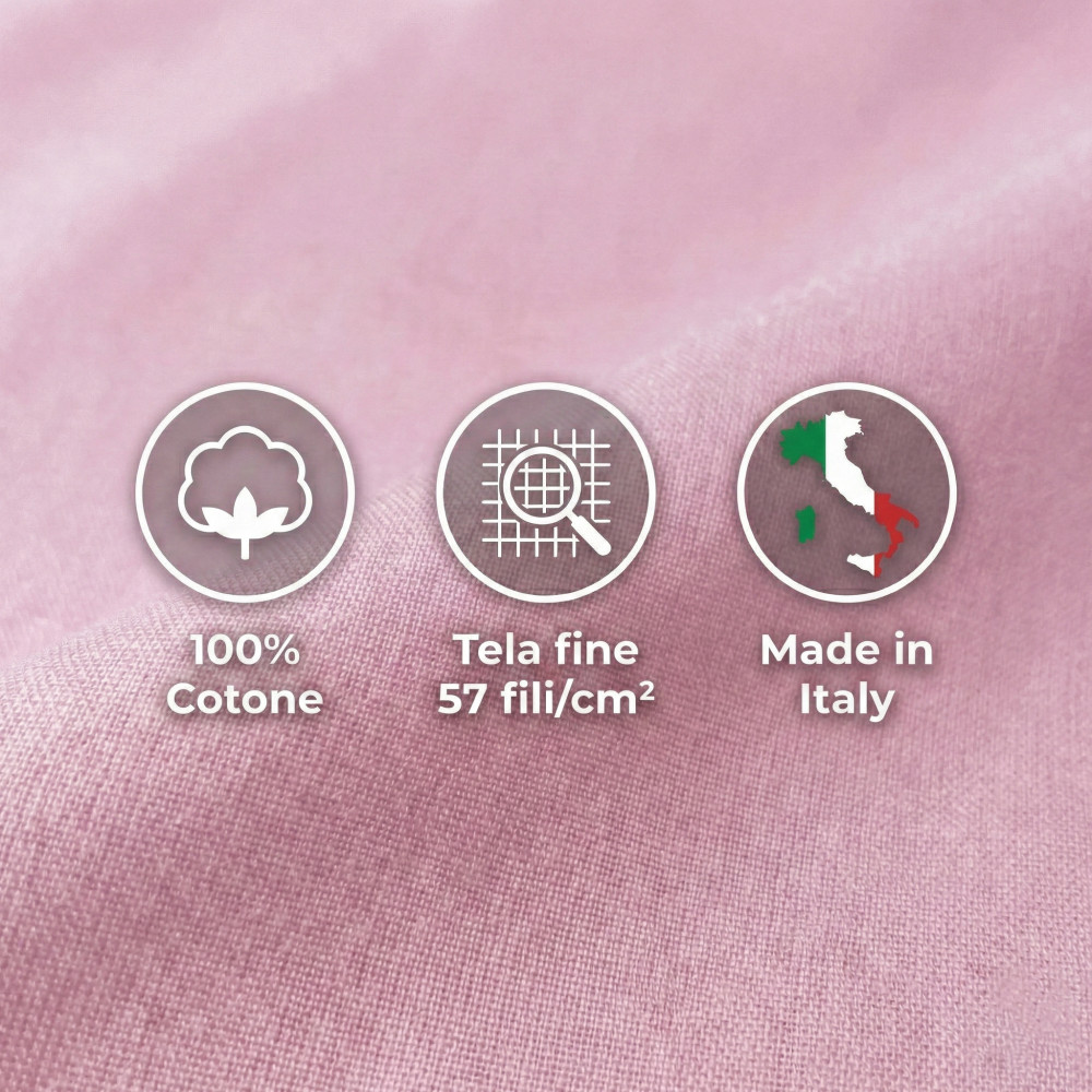 SHEET SET STRONG SHEETS solid color PINK pure COTTON Made in Italy