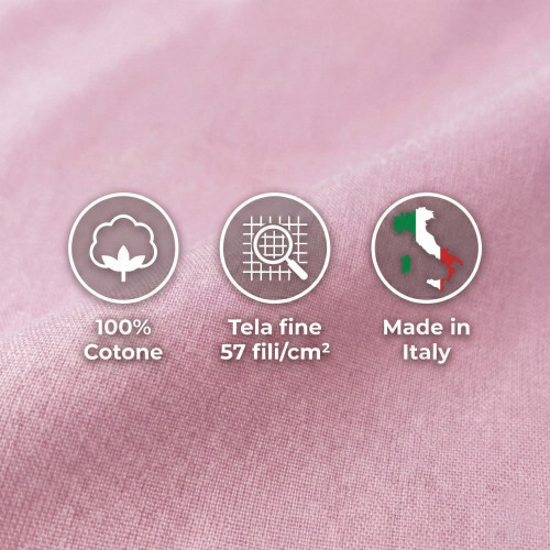 SHEET SET STRONG SHEETS solid color PINK pure COTTON Made in Italy