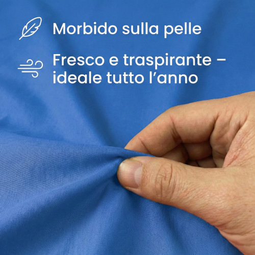 JUEGO DE SÁBANAS SÁBANAS FUERTES color liso BLUETTE ALGODÓN puro Hecho en Italia