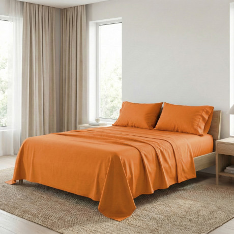STRONG SHEETS sheet set solid color ORANGE pure COTTON Made in Italy