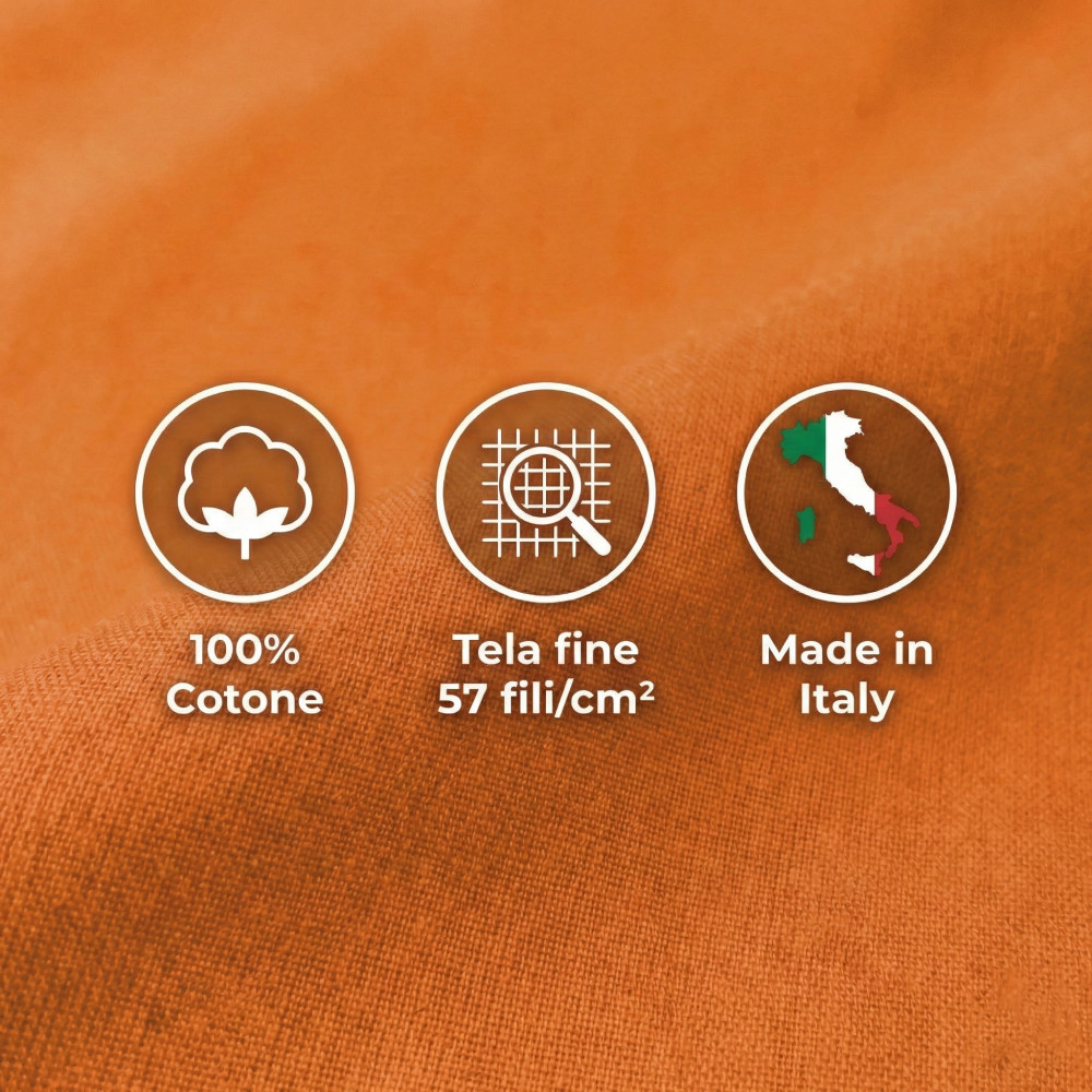 Set de Draps de Lit en Coton en couleur unie orange STRONG fabriqué en Italie