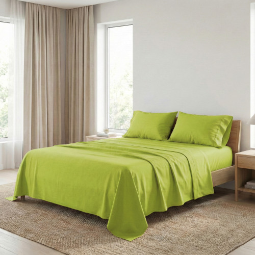 Set de Draps de Lit en Coton en couleur unie  vert acide STRONG fabriqué en Italie