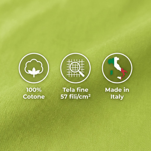 Set de Draps de Lit en Coton en couleur unie  vert acide STRONG fabriqué en Italie