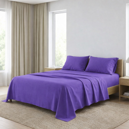 Set de Draps de Lit en Coton en couleur unie violet STRONG fabriqué en Italie