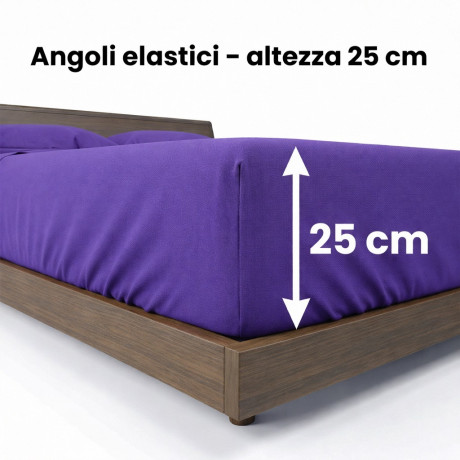 Set de Draps de Lit en Coton en couleur unie violet STRONG fabriqué en Italie