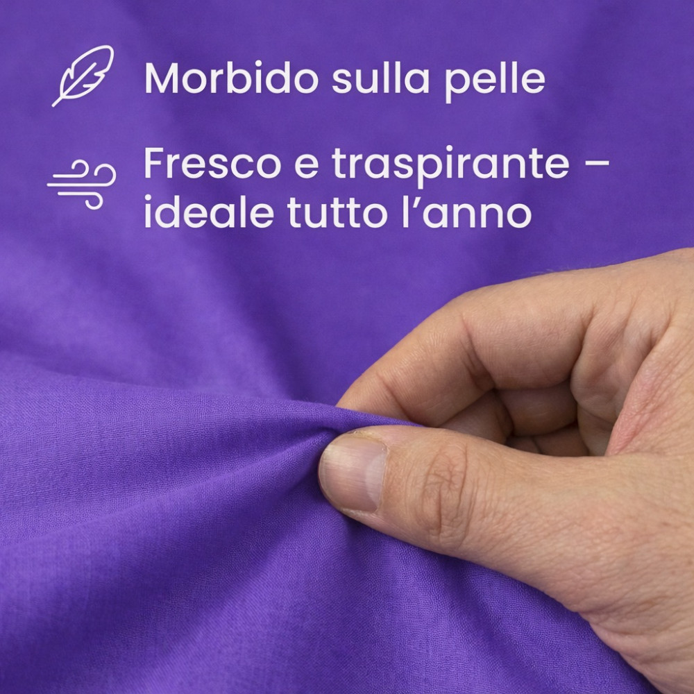 JUEGO DE SÁBANAS SÁBANAS FUERTES color liso PÚRPURA ALGODÓN puro Hecho en Italia