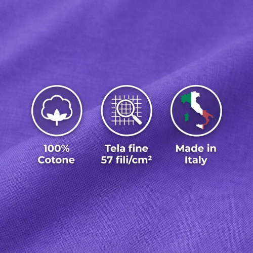 SHEET SET STRONG SHEETS solid color PURPLE pure COTTON Made in Italy