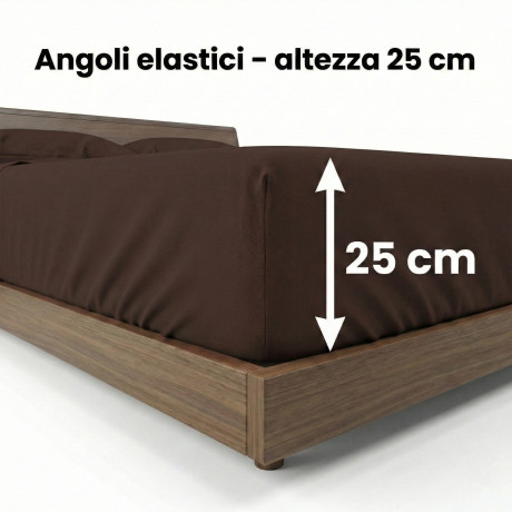 STRONG SHEETS Bettwäsche-Set einfarbig BRAUN reine BAUMWOLLE Made in Italy