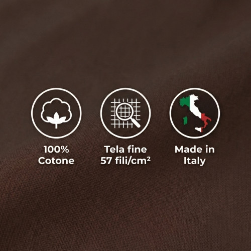 Set de Draps de Lit en Coton en couleur unie marron STRONG fabriqué en Italie