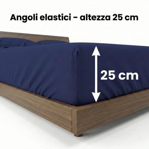 STRONG SHEETS sheet set solid color DARK BLUE pure COTTON Made in Italy