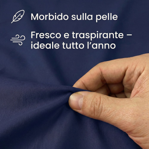 Set de Draps de Lit en Coton en couleur unie BLEU FONCÉ STRONG fabriqué en Italie