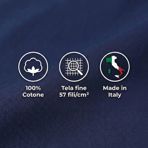Juego de sábanas STRONG SHEETS color liso AZUL OSCURO puro ALGODÓN Made in Italy