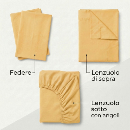 BETTLAKEN-SET STRONG SHEETS einfarbig OCRA pure COTTON Made in Italy