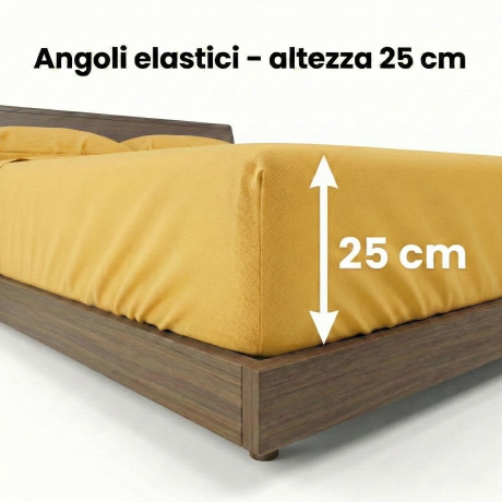 Set de Draps de Lit en Coton en couleur unie  OCRE STRONG fabriqué en Italie