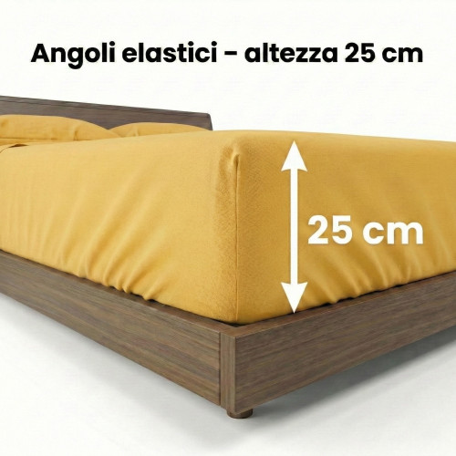 Set de Draps de Lit en Coton en couleur unie  OCRE STRONG fabriqué en Italie