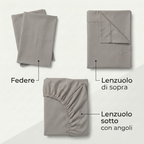 Set de Draps de Lit en Coton en couleur unie beige foncé STRONG fabriqué en Italie