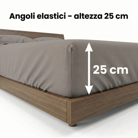 Set de Draps de Lit en Coton en couleur unie beige foncé STRONG fabriqué en Italie