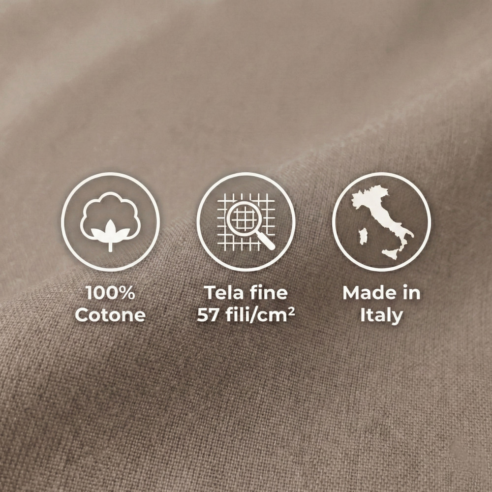 Set de Draps de Lit en Coton en couleur unie beige foncé STRONG fabriqué en Italie