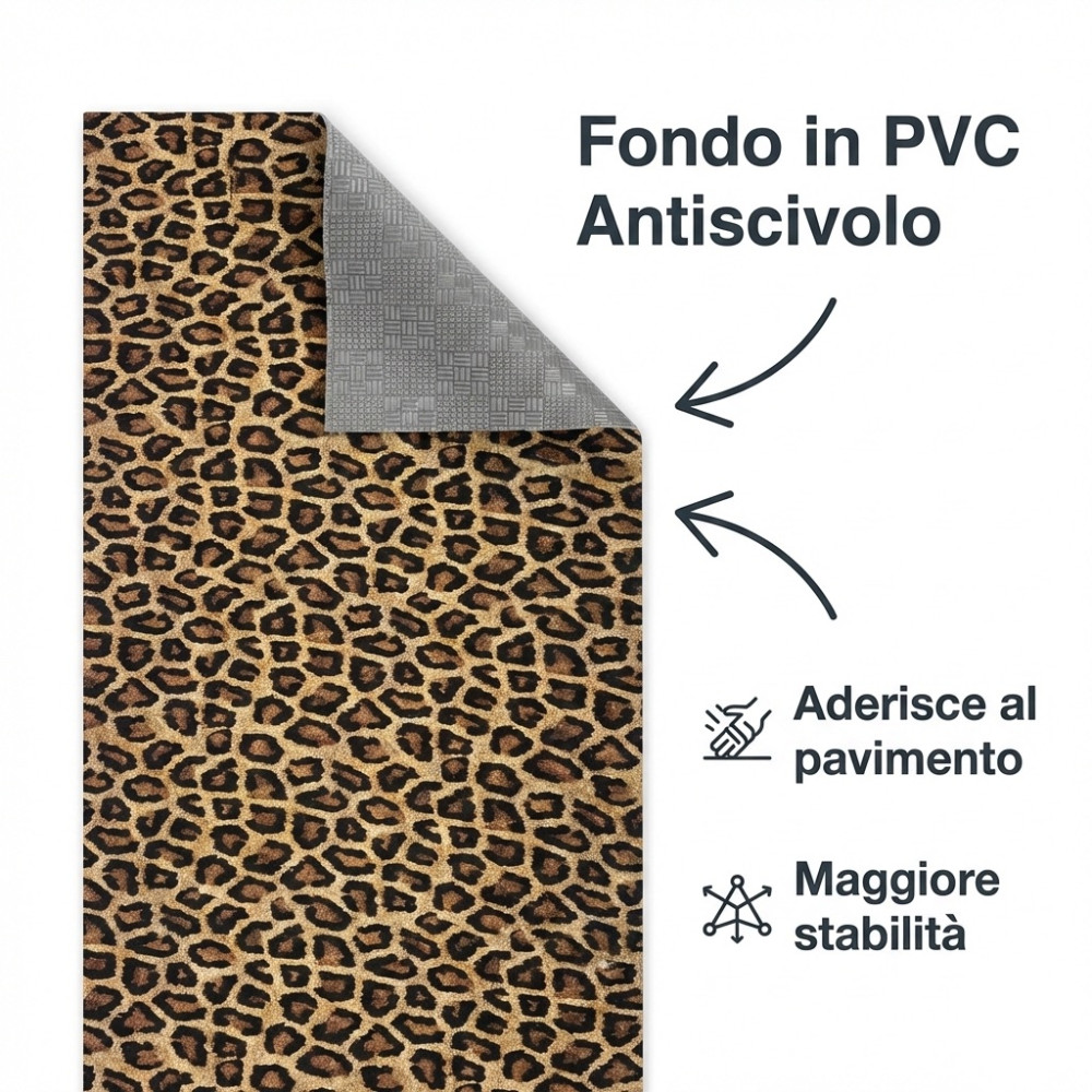 Küchenteppichläufer Leoparden-rutschfestes PVC 50 cm – Schnittläufer hergestellt in Italien