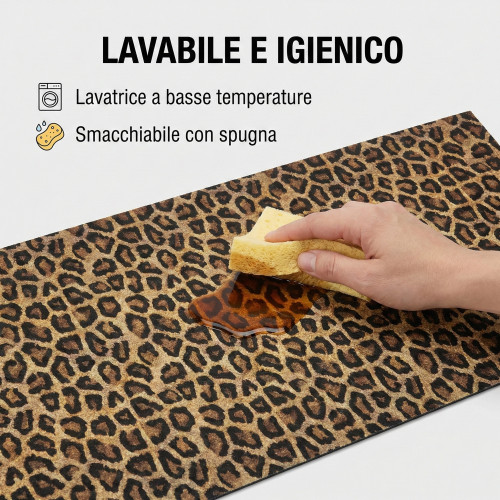 Kitchen Rug Runner Leopard Non-slip PVC 50 cm - Cut Runner Made in Italy
