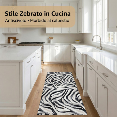 Tapiz antideslizante de PVC de cocina Zebra Runner 50 cm - Cut Runner fabricado en Italia