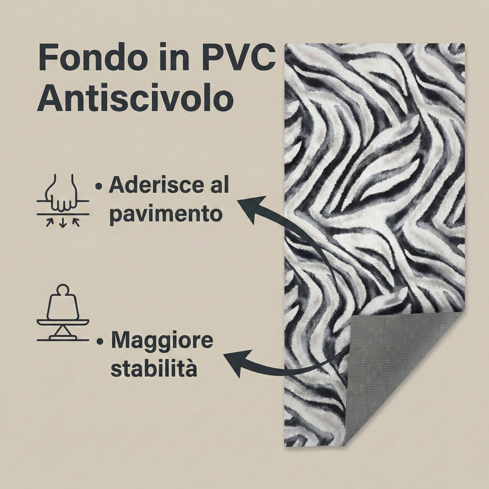 Tapiz antideslizante de PVC de cocina Zebra Runner 50 cm - Cut Runner fabricado en Italia