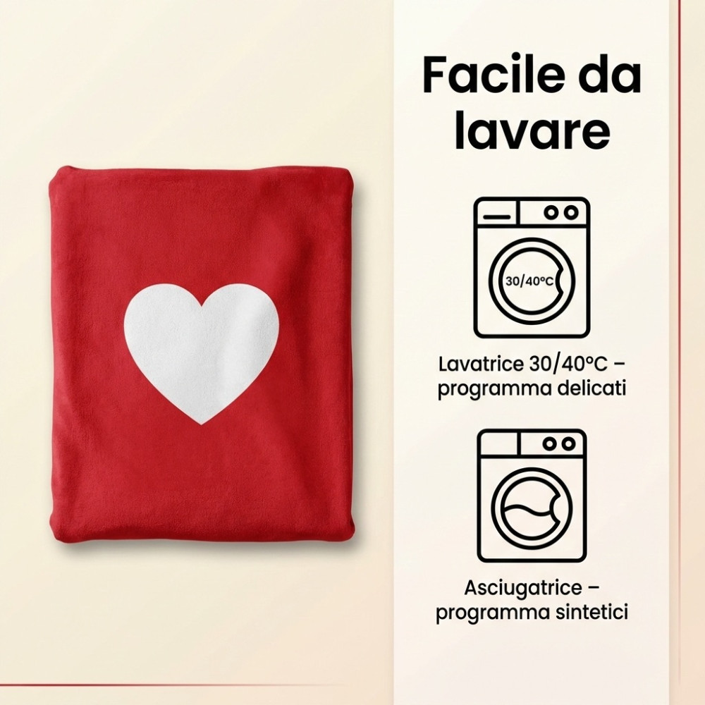 Carreaux Warm Happiness 130x160 cm - Fourrure rasée rouge flanelle avec des cœurs, idée cadeau pour la Saint-Valentin