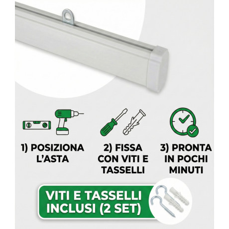 Tenda a Fili con Perline Marroni per Porta e Finestra - Asta PVC, Fili in Poliestere
