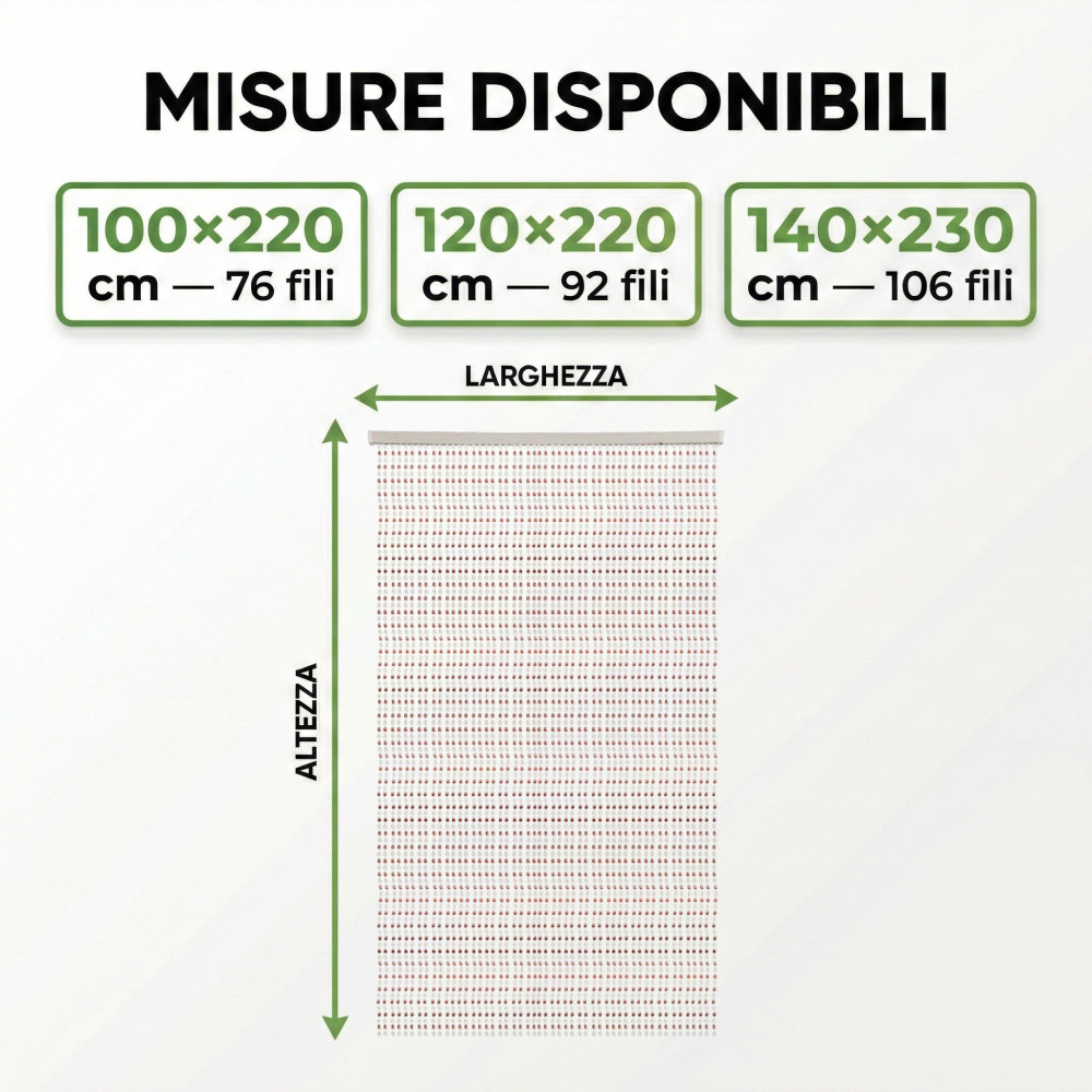 Drahtvorhang mit transparenten und braunen Tropfperlen für Tür und Fenster – PVC-Stange, Polyesterfäden