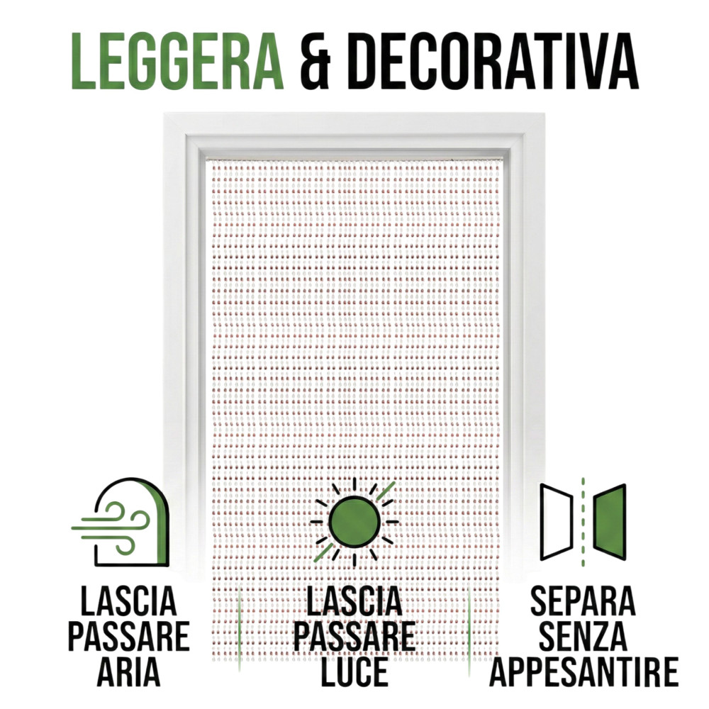 Cortina de alambre con cuentas transparentes y marrones para puerta y ventana - varilla de PVC, hilos de poliéster