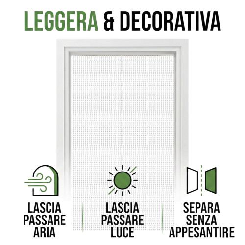 Tenda a Fili con Perline Trasparenti per Porta e Finestra - Asta PVC e Fili in Poliestere Decorativi