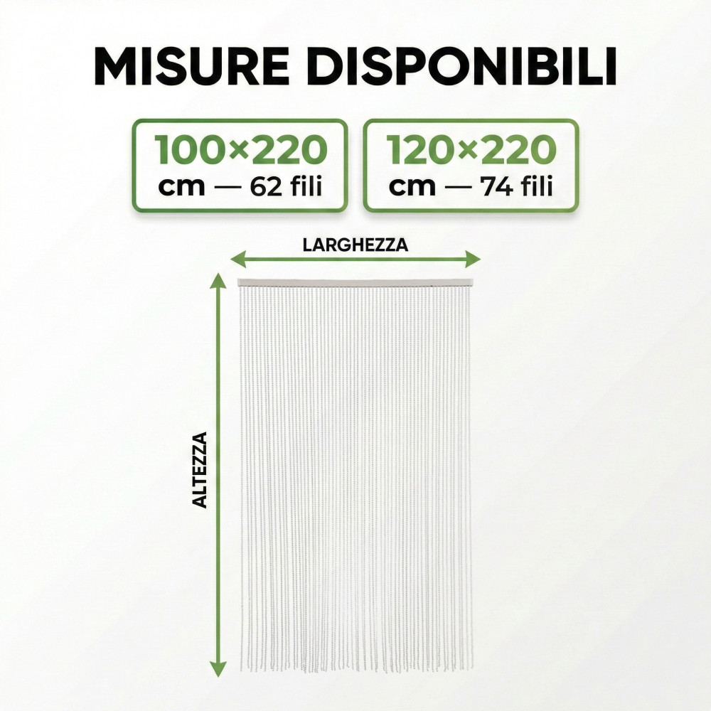 Wire Curtain with White Beads for Door and Window – PVC Rod and Decorative Polyester Threads