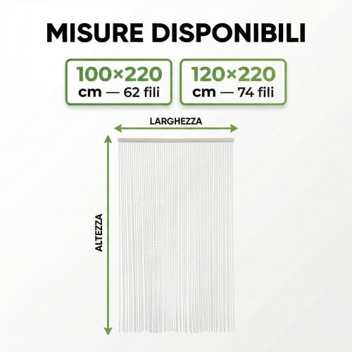 Wire Curtain with White Beads for Door and Window – PVC Rod and Decorative Polyester Threads