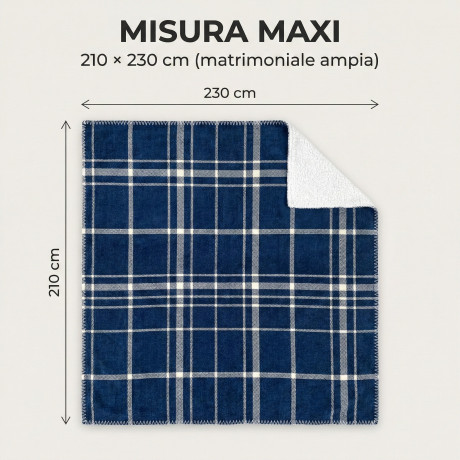 Manta Escocesa Doble de Cuadros 210x230 - Cordero Sherpa Doble Lateral - Azul Blanco Suave - Sofá Colcha de Cuadros