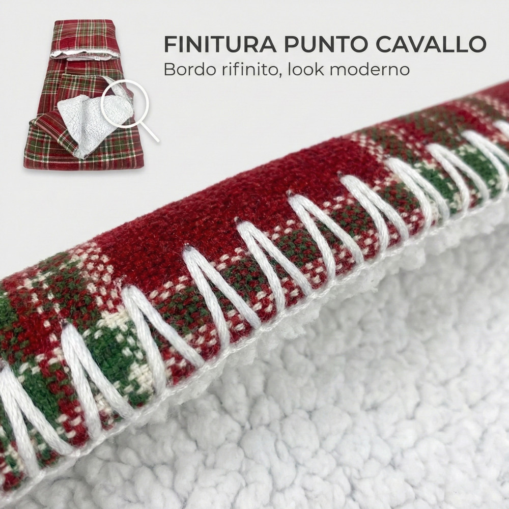 Plaid Double Scottish Blanket 210x230 – Doppelseitiges Sherpa-Lamm – Rot-Grün-Weich