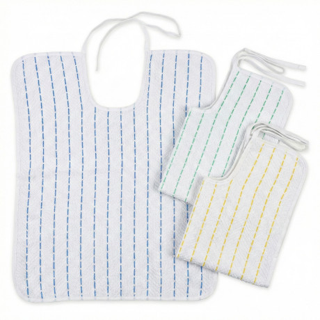 Cesare Adult Bib with Laces 50x60 Set 3 or 6 Pieces – Yarn Dyed Cotton Elderly Bibs Made in Italy