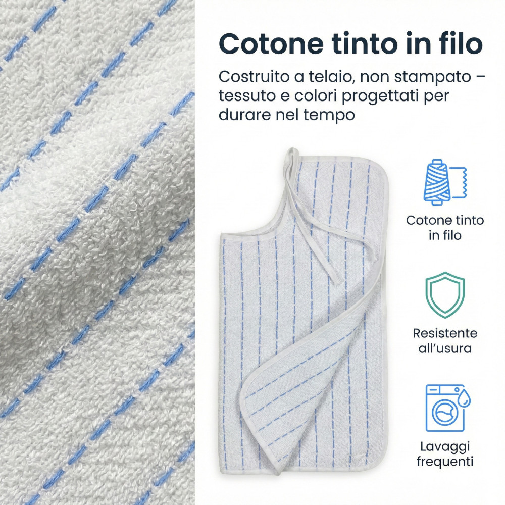 Cesare Adult Bib with Laces 50x60 Set 3 or 6 Pieces – Yarn Dyed Cotton Elderly Bibs Made in Italy